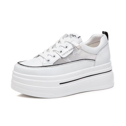 Small Size Women's Shoes 2026 Spring and Summer New Thick-Soled Height-Increasing White Sneakers for Petite Women, Lace-Free White Sneakers, Women's Flats