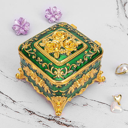 European retro metal jewelry box princess jewelry box exquisite enamel ladies necklace jewelry storage box wholesale