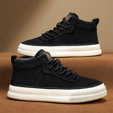 2025 Autumn/Winter High-Top Men's Shoes, Suede Leather Shoes, Men's Trendy Sneakers, Fashionable Sports Casual Shoes, Cross-Border Large Sizes