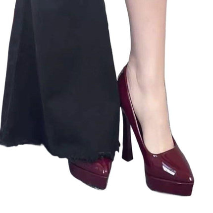 Autumn High-Heeled New Shoes, Pointed-Toe New Shoes, Shallow-Mouth Thick-Heeled Thick-Soled Fashion Shoes for Women, New Products