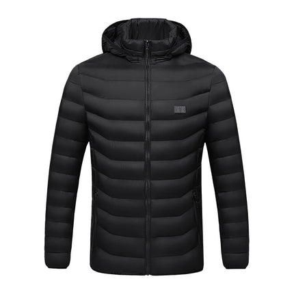 Intelligent temperature control self-heating cotton jacket men's and women's electric heating clothes black Technology charging full body heating down cotton-padded jacket
