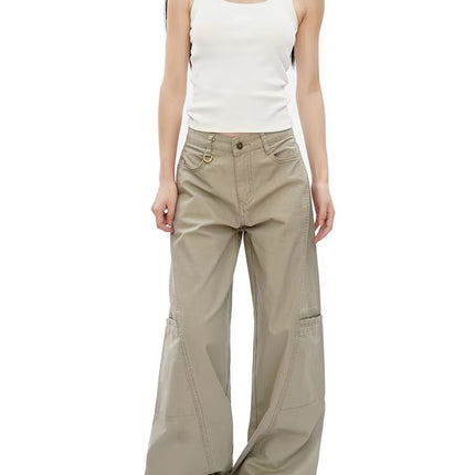 2025 Summer New Style American-Style Loose-Fitting Slimming Casual Patchwork Floor-Length Wide-Leg Pants Loose Long Pants