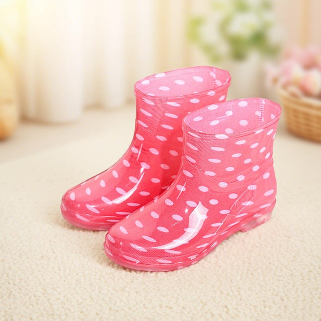 Foreign Trade Solid Color Short-Tube Rain Boots for Adult Women, Outdoor Rainforest Hiking Waterproof Non-Slip Water Shoes, Fleece-Lined Warm Rain Boots