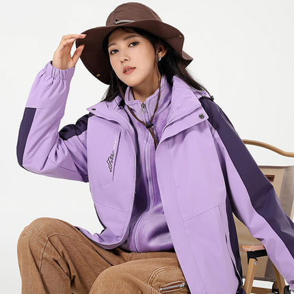 Trendy Charge Clothes Men's and Women's Three-in-One Detachable Mink Velvet Liner Autumn and Winter Outdoor Windproof Waterproof Mountaineering Suit