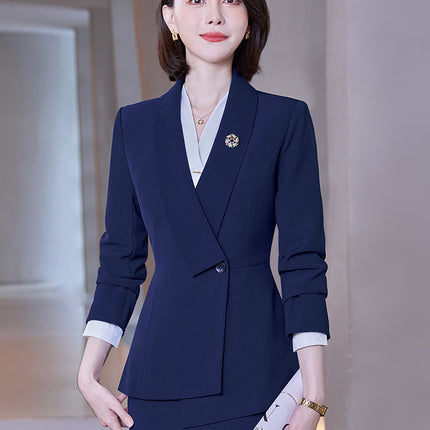 Professional suit women's autumn and winter elegant goddess style long-sleeved suit formal wear hotel front desk tooling sales office work clothes