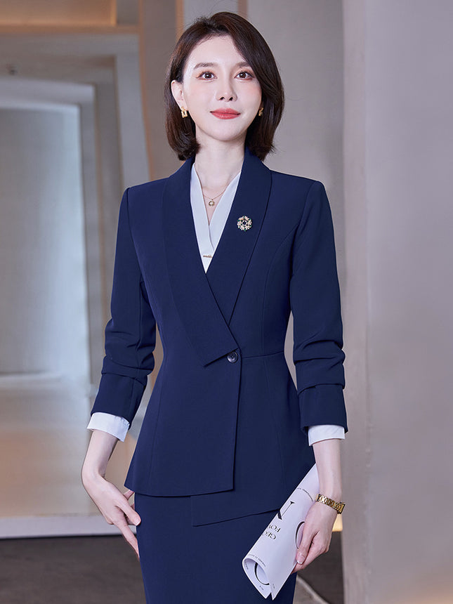 Professional suit women's autumn and winter elegant goddess style long-sleeved suit formal wear hotel front desk tooling sales office work clothes