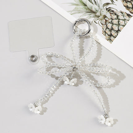 New Sweet Bow Beaded Mobile Phone Chain Pendant Niche Accessible Luxury Pendant Lanyard Fashionable Fresh Versatile Pendant