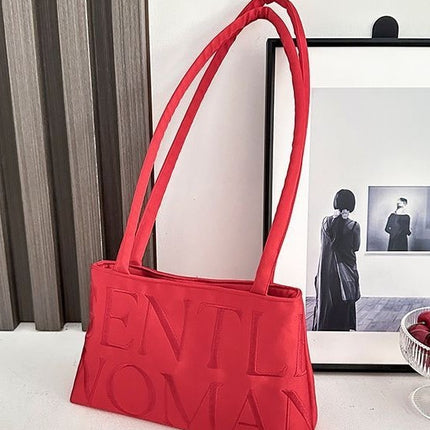 Thai Trendy Cross-Border Niche Design Satin Letter Embroidery Magnetic Buckle Handbag Versatile Crossbody Bag