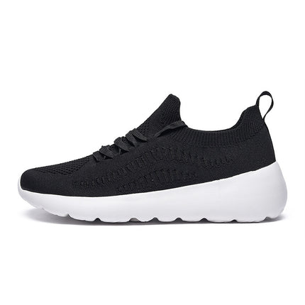 2025 Spring Lace-Up Lightweight Cushioning Running Shoes for Men and Women, Cross-Border Large Size Flyknit Casual Sports Shoes, Dropshipping Available