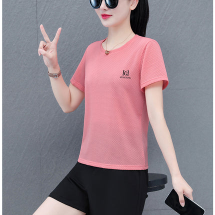 Ice Silk Short-sleeved Shorts Sports Fashion suit Summer Casual Women's Quick-drying Shortcut Pants Short-sleeved Sports suit