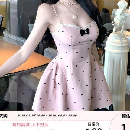 Swan er French dress Women's 2025 Early Spring New Sexy Backless Slip Skirt A- line Skirt Waist Skirt
