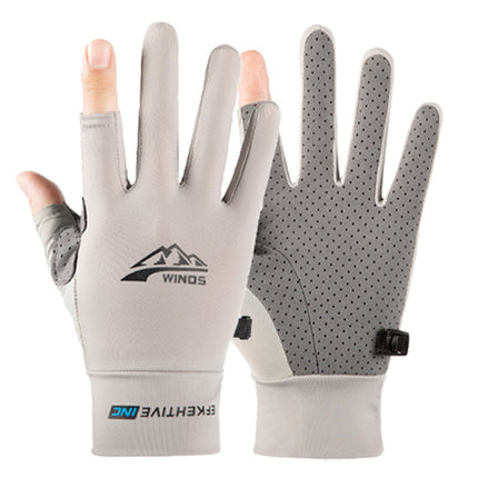 Outdoor Men's and Women's Cycling Gloves, Non-Slip, Wear-Resistant, Sun-Proof, Uv-Proof, Thin Touch-Screen Breathable Ice Silk Frisbee Gloves