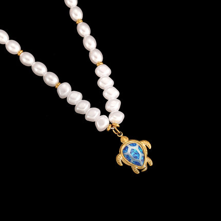 Cross-Border Stainless Steel Necklace Shell Titanium Steel Pendant New Pearl Jewelry Seaside Accessories European and American Non-Fading Jewelry