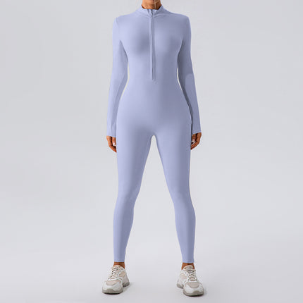Cross-border Explosions High-elastic Zipper Vertical Collar Long-sleeved Yoga One-piece Suit Women's Sports Fitness Running Training Yoga Suit