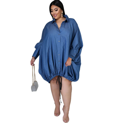 H002 Amazon Aliexpress Independent Station Supply Long-Sleeved Solid Color Loose Dress