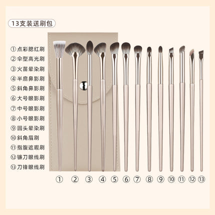 New Makeup Brush Set of 15 Gold-Plated Brushes, Complete Set of Soft-Bristled Eye Shadow Brushes, Ready for Makeup Application