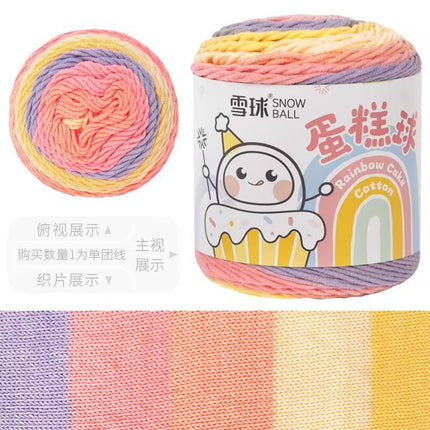 Cake Thread Snowball Wool Ball 5 Strands Milk Cotton Thread Rainbow Color Section Dyed Wool Scarf DIY Knitting Wool Ball