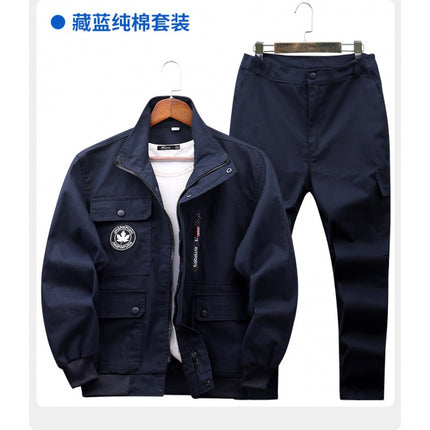 Wear-resistant work clothes suit men's labor protective clothing fashion thickened welding anti-scald building workshop work uniform order DR