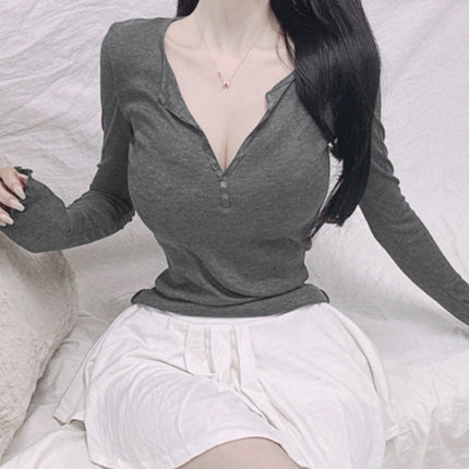 South Korea Dongdaemun all-match sexy hot girl slim fit slimming slightly transparent figure long sleeve T-shirt bottoming shirt top for women