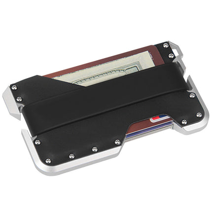 Dango Metal Card Holder Rfid Anti-Theft Genuine Leather Wallet Edc Multi-Functional Stainless Steel Card Holder Aluminum Alloy Card Holder