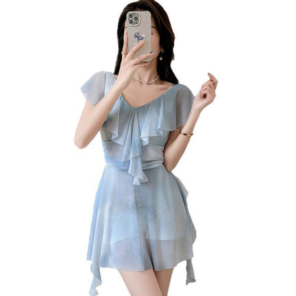 Fairy Swimsuit Female Ruffled Girl Student plus size Hot Spring Belly Covering Conservative Slimming Hot Spring plus size New Swimsuit