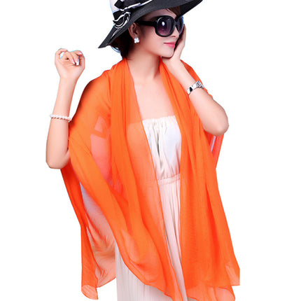 Simulated Silk Scarf Women's Long Oversized Red Gauze Scarf Sun Protection Shawl Beach Towel Catwalk Performance Pure Color Thin Section