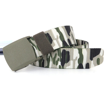 Security check camouflage nylon belt men's tactical belt women's automatic buckle pants belt woven cross-border wholesale