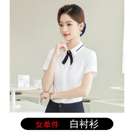 Men's and Women's Professional Shirts Hotel Front Desk Attendant Work Clothes Temperament ktv Catering Salesperson Work Clothes Summer