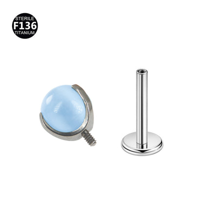 F-136 Titanium 1.0/1.2 Thick Natural Stone Lip Ring Earrings Lip Studs Ear Studs Tragus Body Piercing Jewelry Wholesale