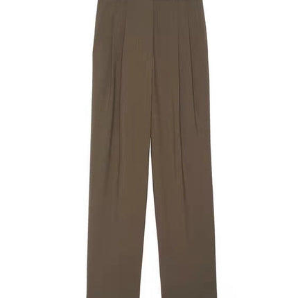 ART frankie shop All-match Slim Look High Waist Cropped Pants Dip Casual Pants