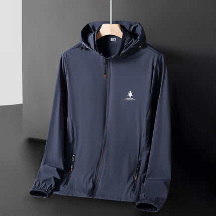 Summer Solid Color Simple Zipper Outdoor Hooded Sun Protection Jacket Breathable and Lightweight Outdoor Jacket