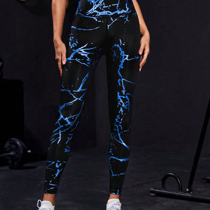 European and American Style Gold-Stamped Yoga Pants for Women, High-Waisted, Butt-Lifting, Sun-Protective, Sports Cropped Pants, Trendy Tight-Fitting Quick-Dry Training Fitness Pants