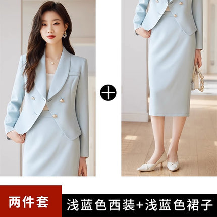 Black Suit suit Women's Spring and Summer New Professional Temperament Goddess Fan High-class Suit Jacket Two-piece Suit Dress