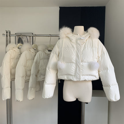 Angeli Winter Love Song Original Little Fur Ball Fox Fur Collar Super High Waist Duck Down Jacket