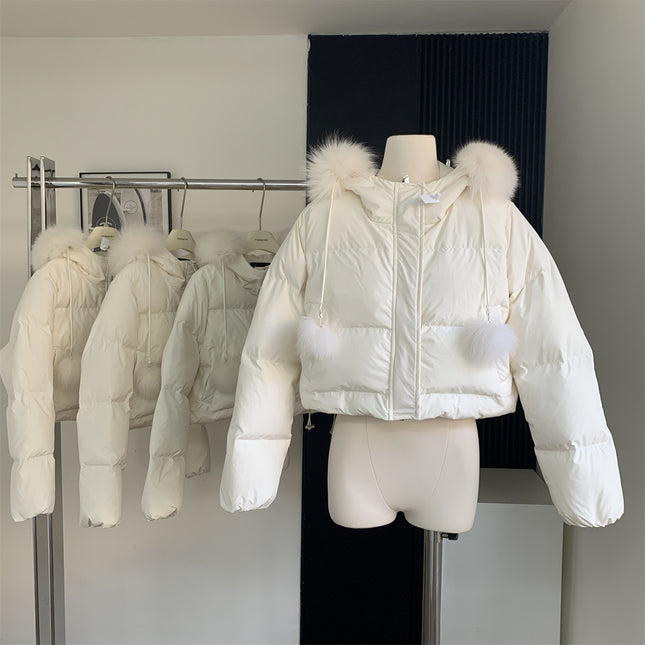 Angeli Winter Love Song Original Little Fur Ball Fox Fur Collar Super High Waist Duck Down Jacket