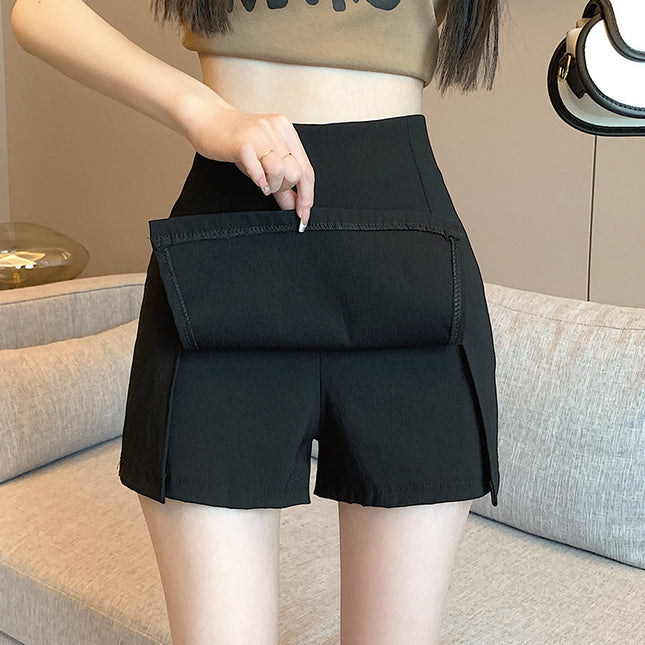 White Suit Short Skirt Women's Summer Light Mature Wind Anti-walking Hip Skirt Hot Girl High Waist A- line Split Skirt
