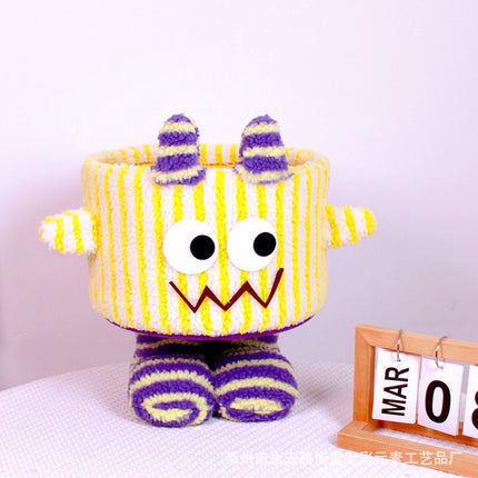 Cartoon Bigfoot Little Monster Storage Basket for Miscellaneous Snacks Large Dopamine Lamb Velvet Cute Storage Basket