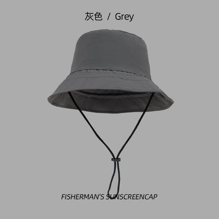 Summer Hat Big Head Fisherman Hat Double-sided Sunscreen Men's Hat Men's Trendy Thin Black Sun Hat Japanese