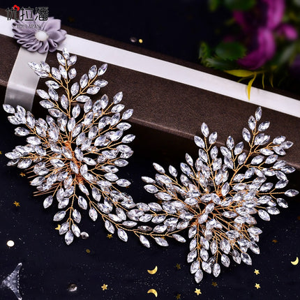 Youlapan European and American Style Bridal Hair Accessories Rhinestone Hair Comb Side Decoration Double-Ended Comb Hair Accessory Hp392
