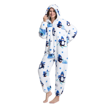 Mixed Wholesale Autumn and Winter Cotton Velvet Animal Cartoon Siamese Pajamas Thickened Men and Women Couple Home Clothes Tianma Adult
