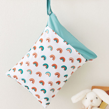 Ins Baby Stroller Storage Hanging Bag Cross-border Hot Selling Baby Diaper Bag Wetbag Dry and Wet Separation 30*40