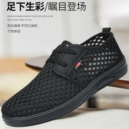 Summer New Style Old Beijing Big-Eye Mesh Dad Shoes Non-Slip Casual Fashion Urban Uncle Walking Cloth Mesh Men's Shoes