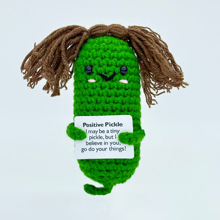 Cross-Border Finished Handmade Knitted Doll Cartoon Emotional Support Emoji Funny Cucumber Keychain Ornament Gift