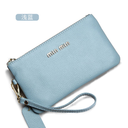 Ultra-thin Top Layer Cowhide Clutch Bag Women's All-match Fashion Big Brand Zipper Mobile Phone Bag Genuine Leather Long Wallet New