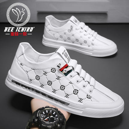 Bee and Wolf Flagship Store European Style Autumn and Winter New Men's Sneakers Casual Trendy Leather Shoes White Office Slip-On Shoes