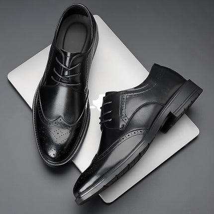 Leather Shoes for Men, Genuine Leather, High-End, Spring Season, Men's Business Formal Wear, Suit Leather Shoes, British Style Wedding Shoes, Brogue Shoes