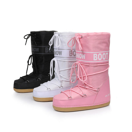Same Style Internet Celebrator 2025 Winter Ski Space Boots Fashionable Round Head Middle Tube Women's Snow Boots Thickened Moon Shoes
