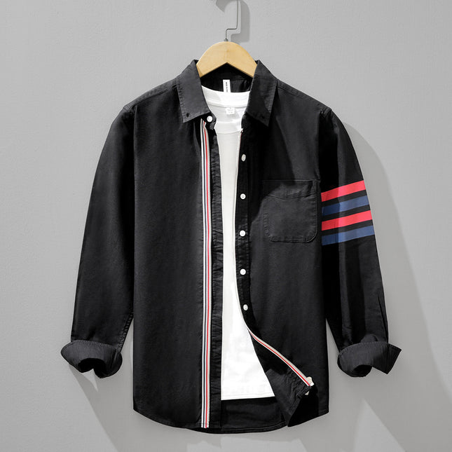 Hot Hot men's long sleeve shirt fashion retro color matching bar casual handsome shirt coat in stock wholesale