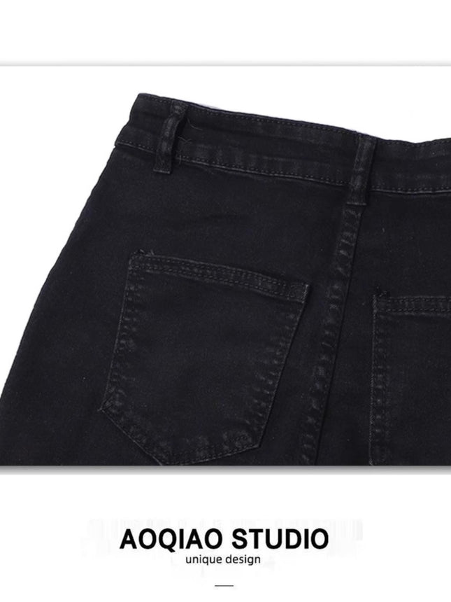 High-Waisted Slimming Flared Jeans for Women, Fall 2025, Stretchy, Hip-Covering, Fleece-Lined, Black, Bootcut, Floor-Length Pants