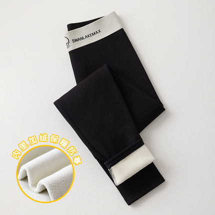 Autumn and Winter New Women's Leggings Swan Waist fleece-lined Thickened Tight Pants Warm Threaded Pants Pencil Leggings